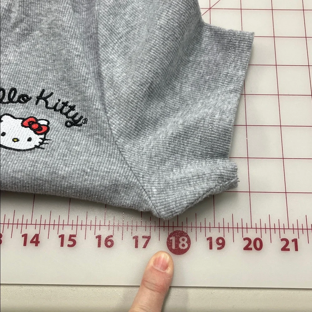 HELLO KITTY by Sanrio Polo Johnny Collar Stretch Rib Knit Grey Short SL Dress XL